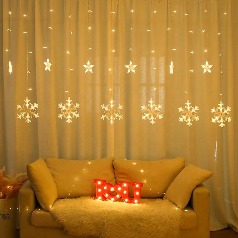 Christmas Window Curtain Snowflake Light 3m