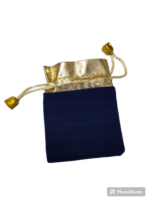 Mini blue velvet jute bag