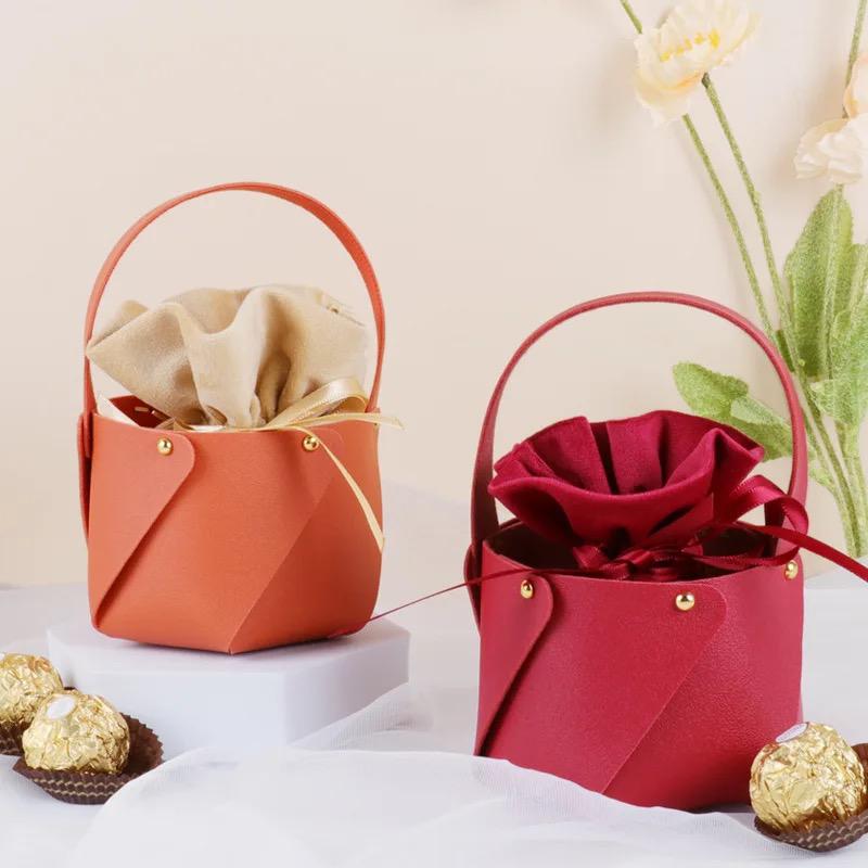 Leather Round Gift Bag