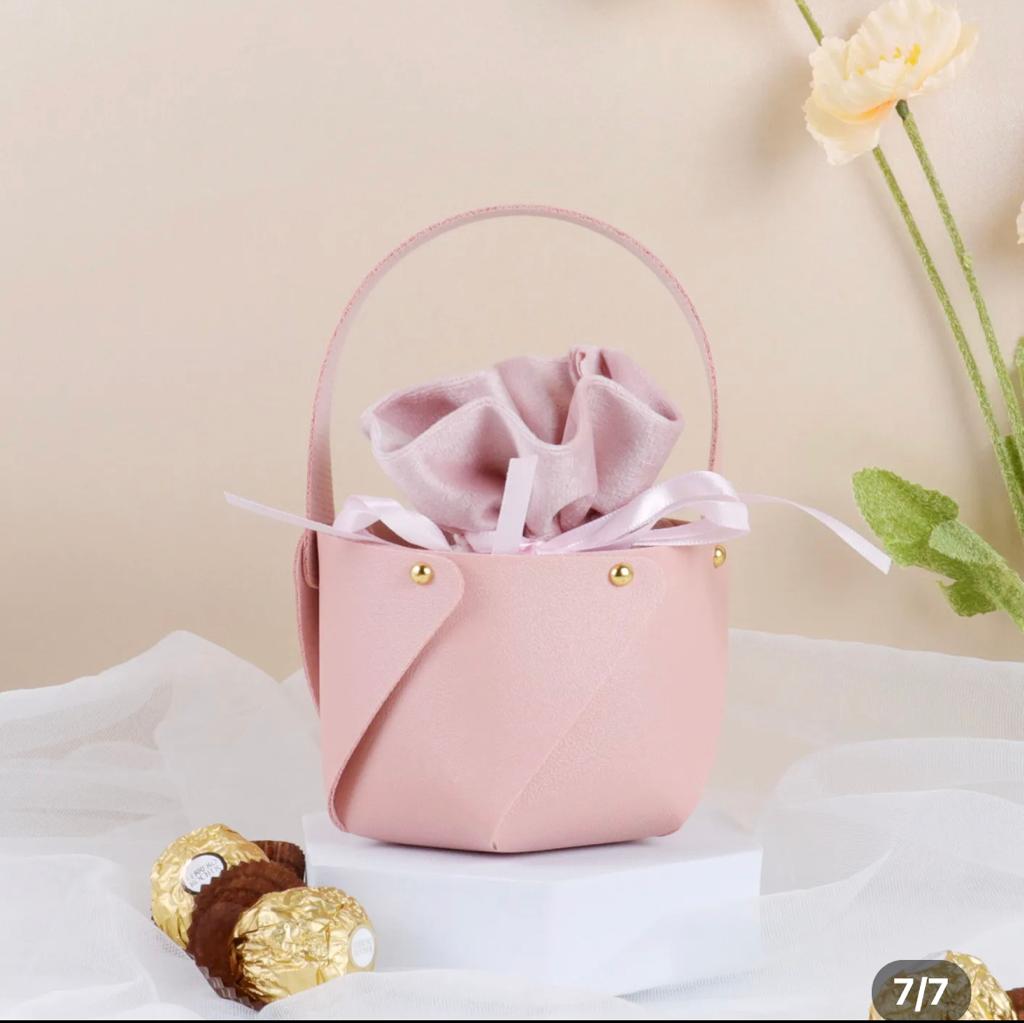 Leather Round Gift Bag