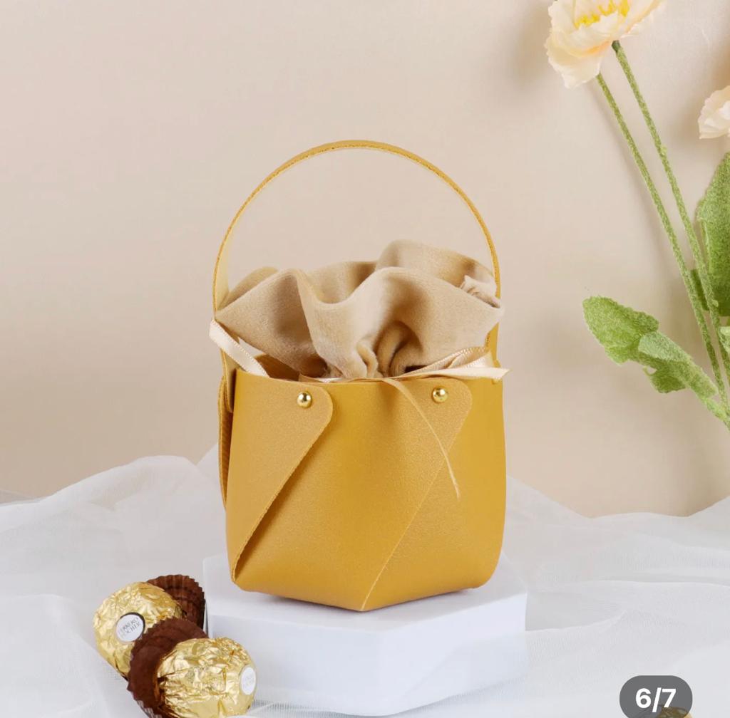 Leather Round Gift Bag