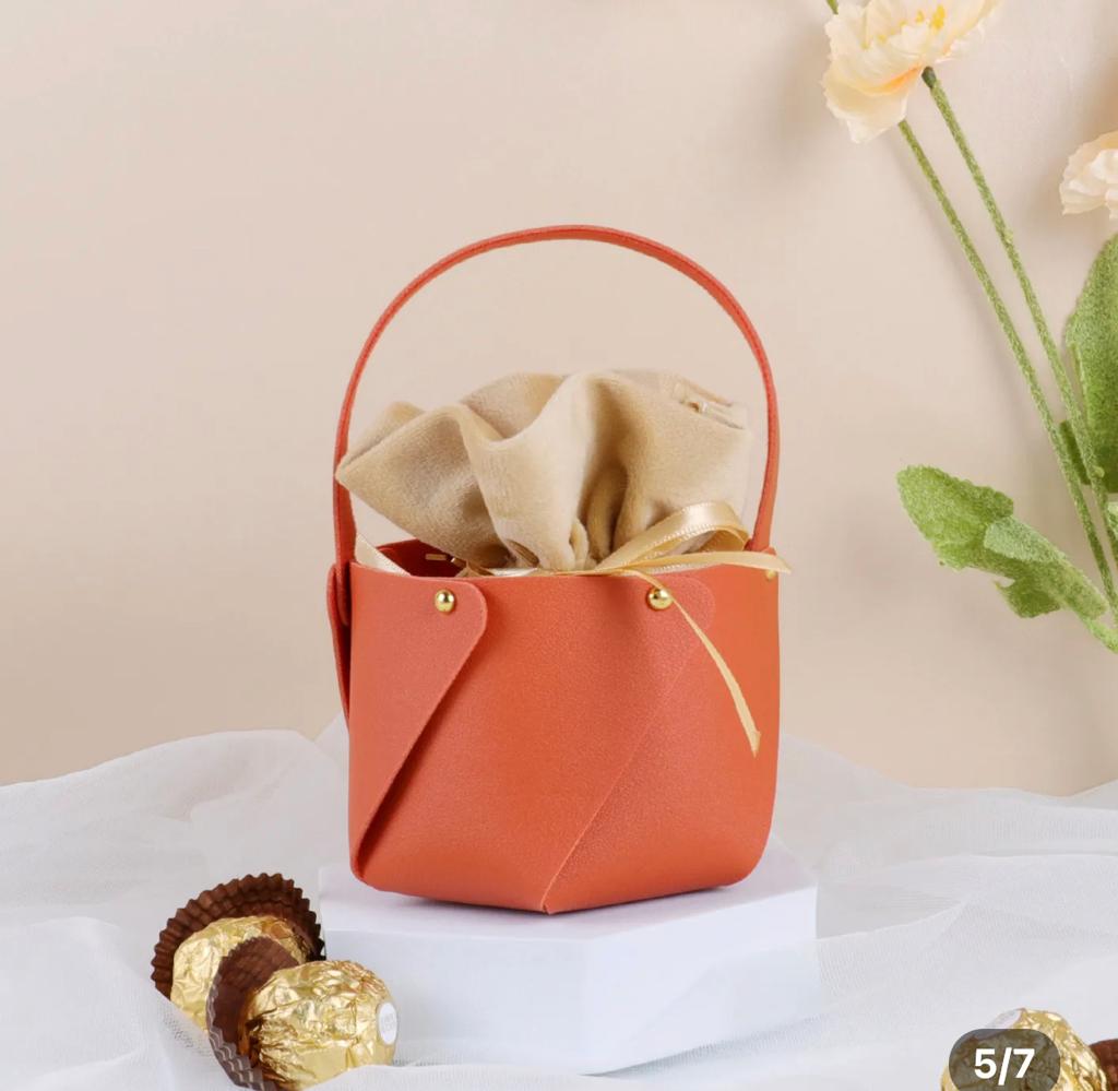 Leather Round Gift Bag