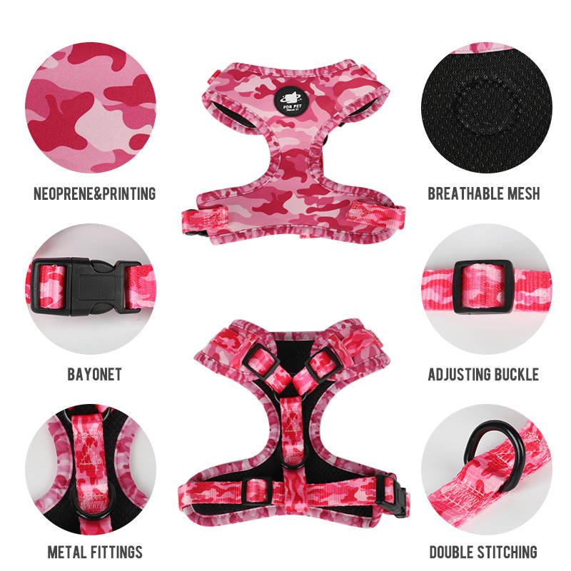 Dog Harness Set-Pink Print