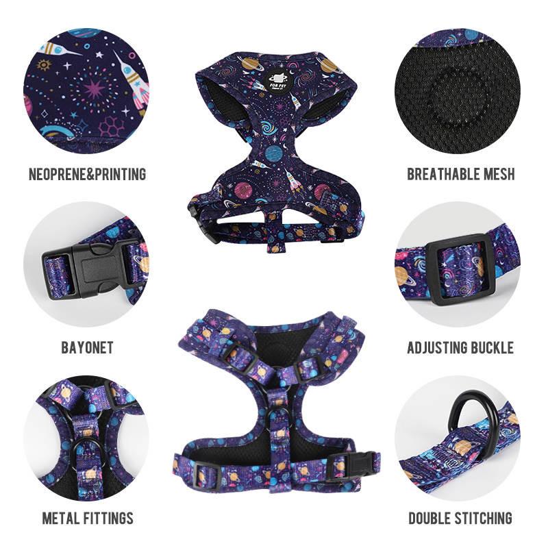 Dog Harness Set-Purple Print