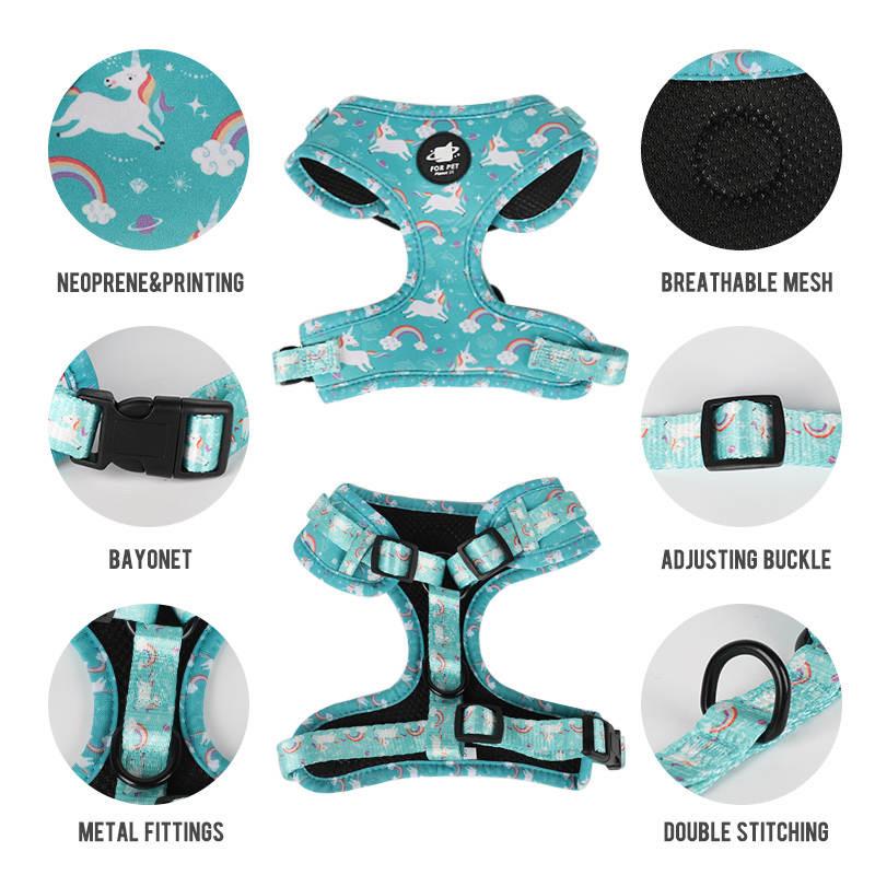 Dog Harness Set-Green Print