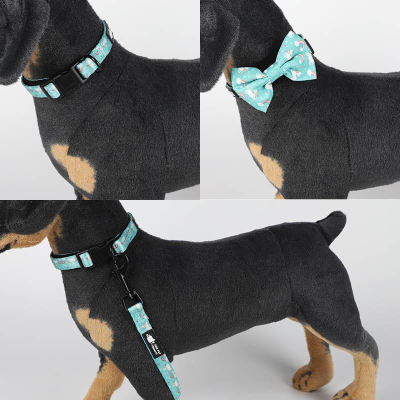 Dog Harness Set-Green Print